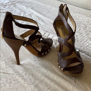 Michael Kors brown heels with a zip back size 7
